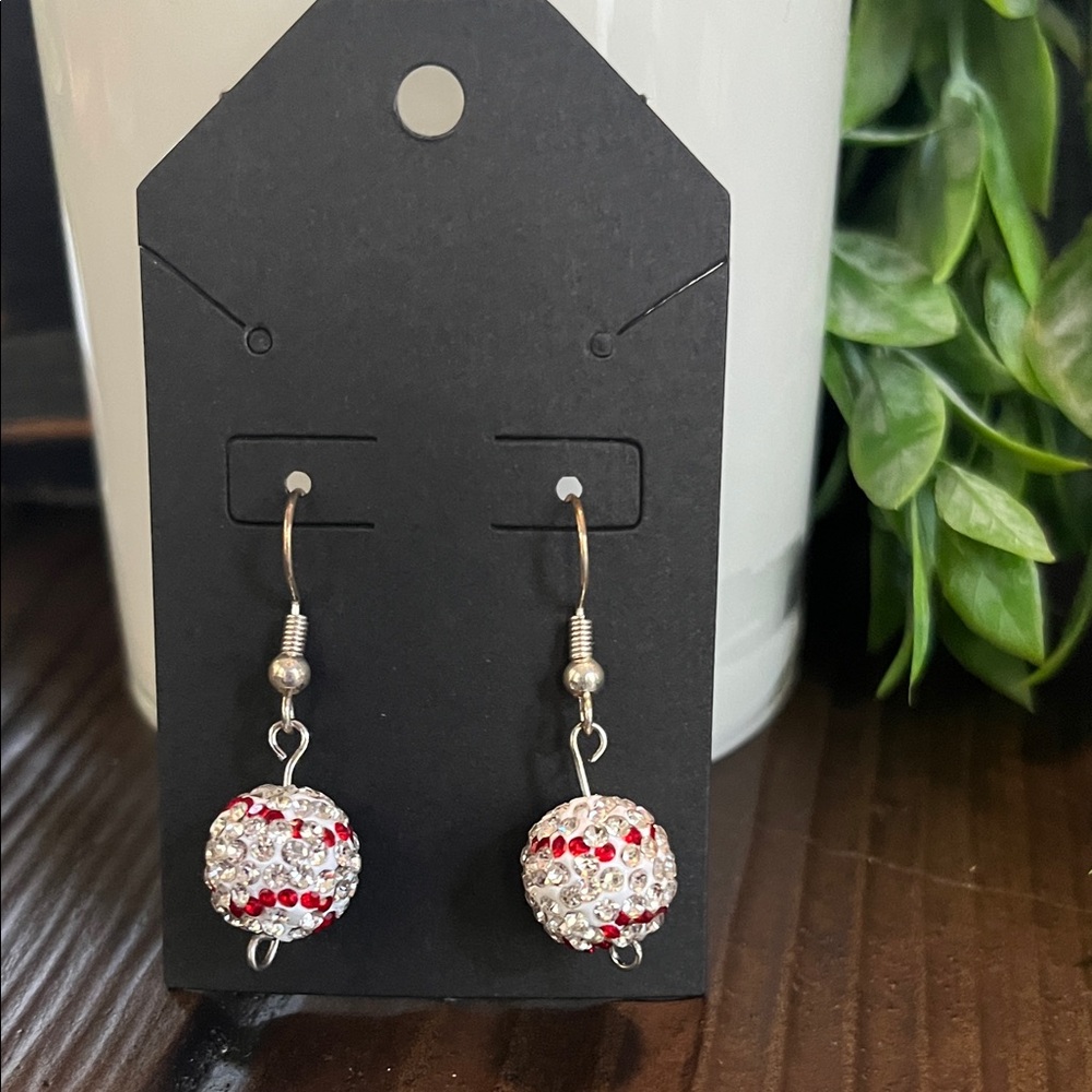 Elegant Red and White Handmade Earrings